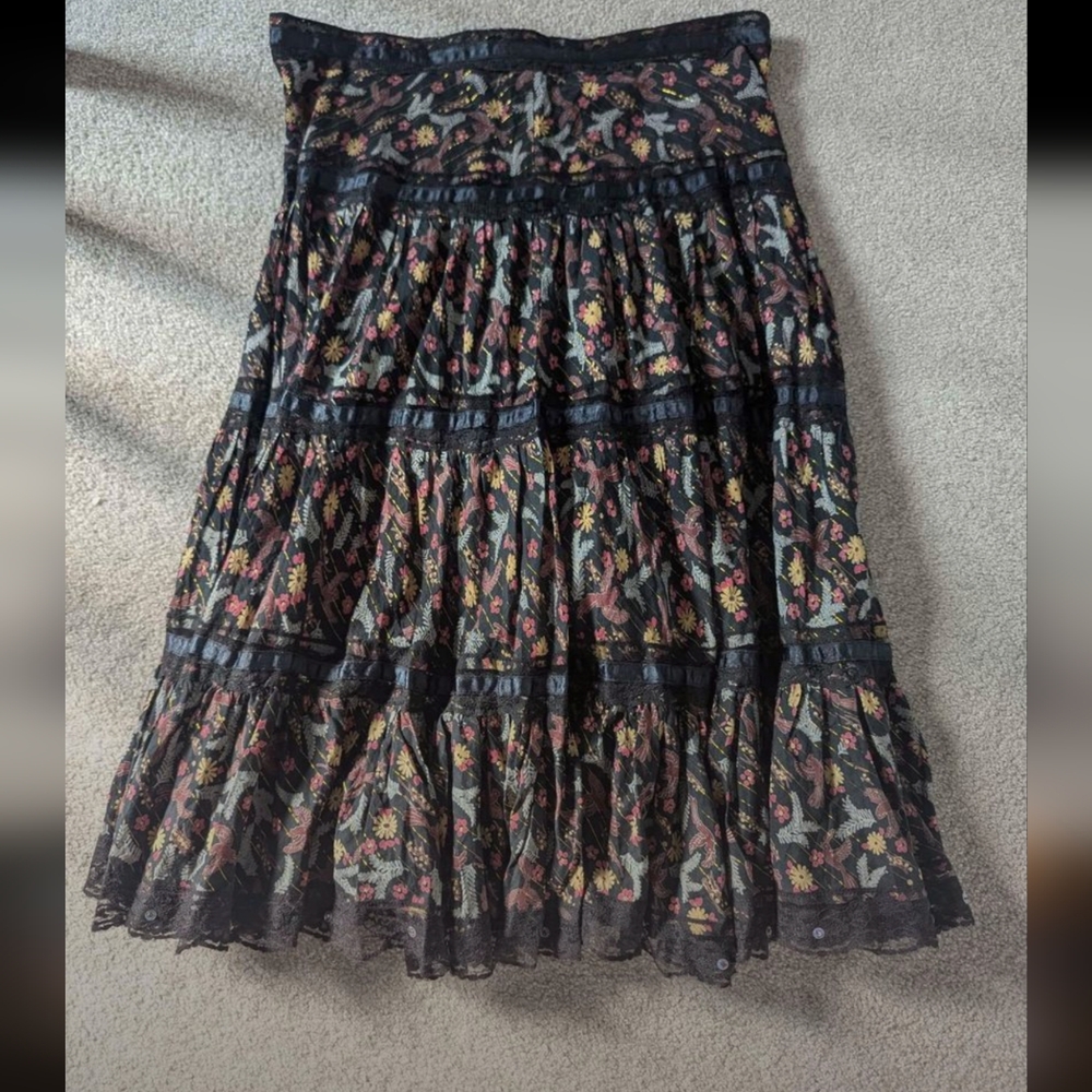 Boho Cotton Skirt with Lace Detailing